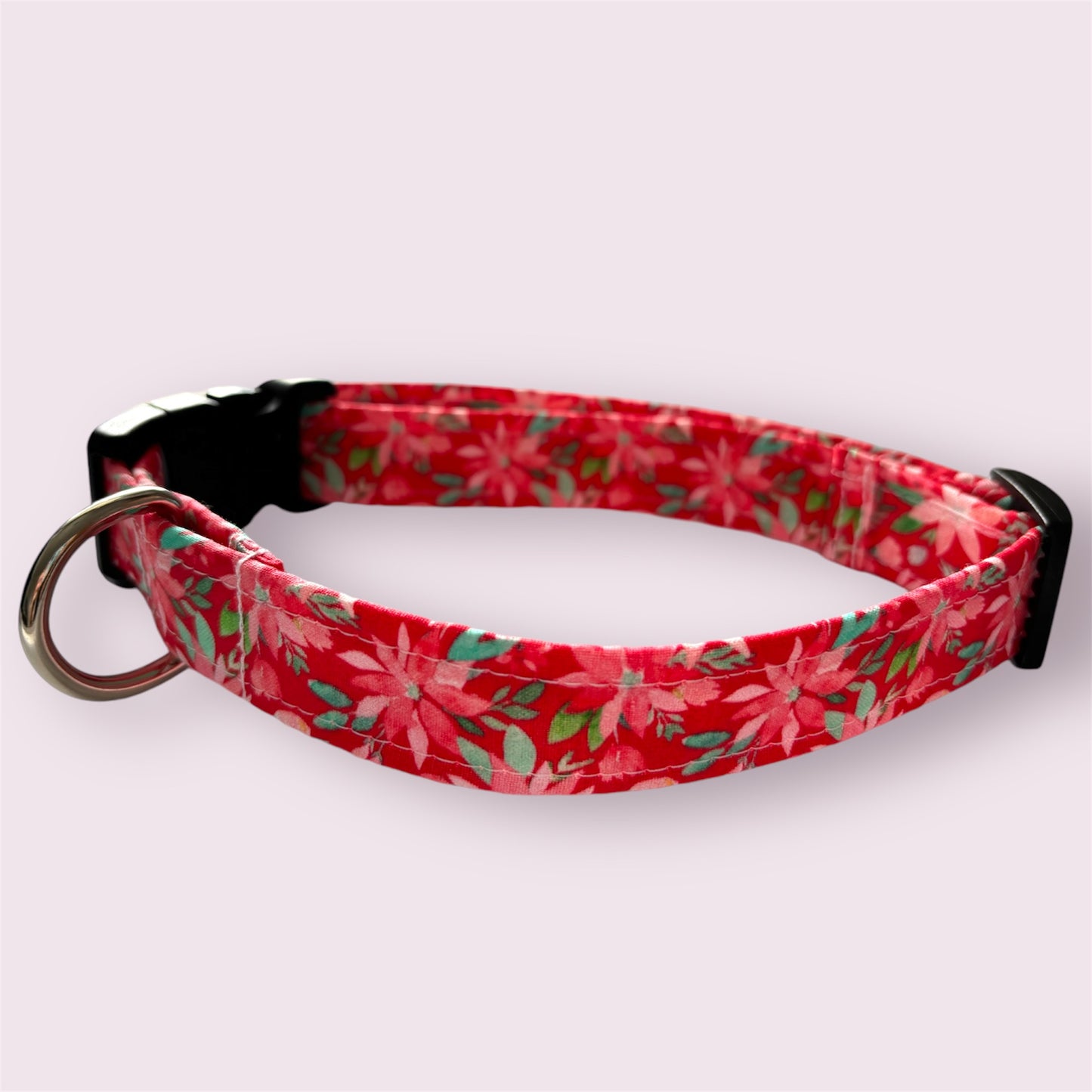 Poinsettia Handmade Dog Collar | Festive & Adjustable