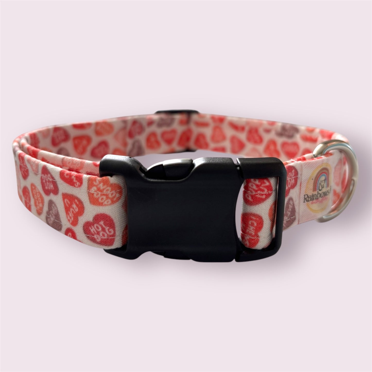 Conversation Hearts Handmade Dog Collar | Adjustable Fit