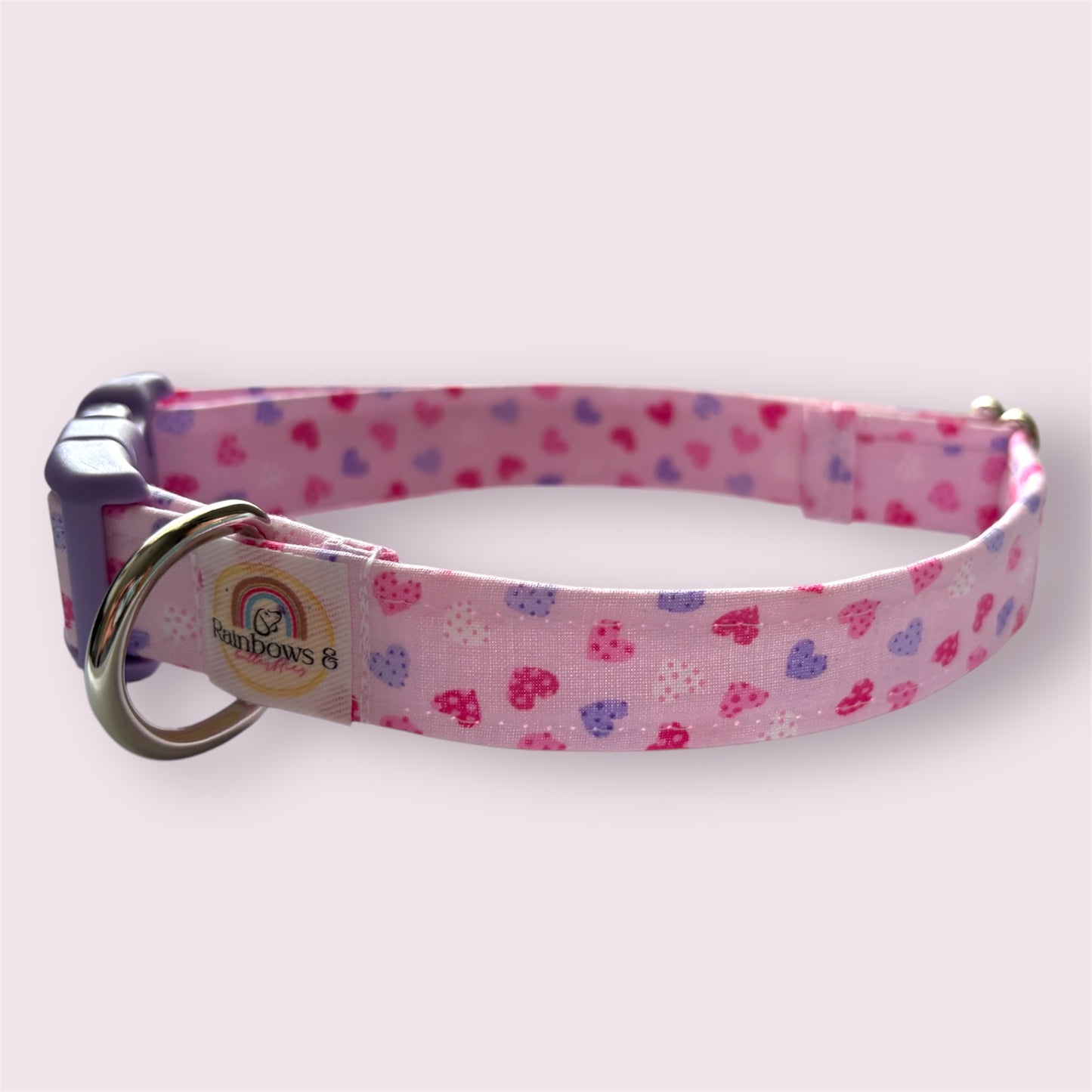 Handmade Dog Collar | Mini Hearts | Adjustable Buckle