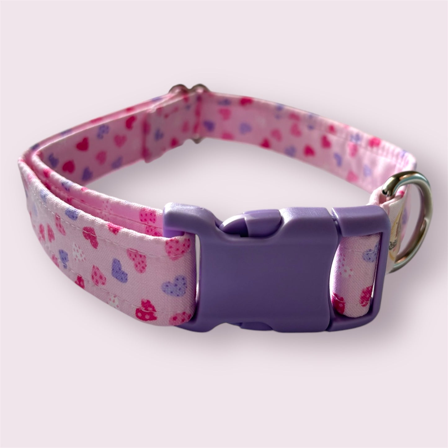 Handmade Dog Collar | Mini Hearts | Adjustable Buckle