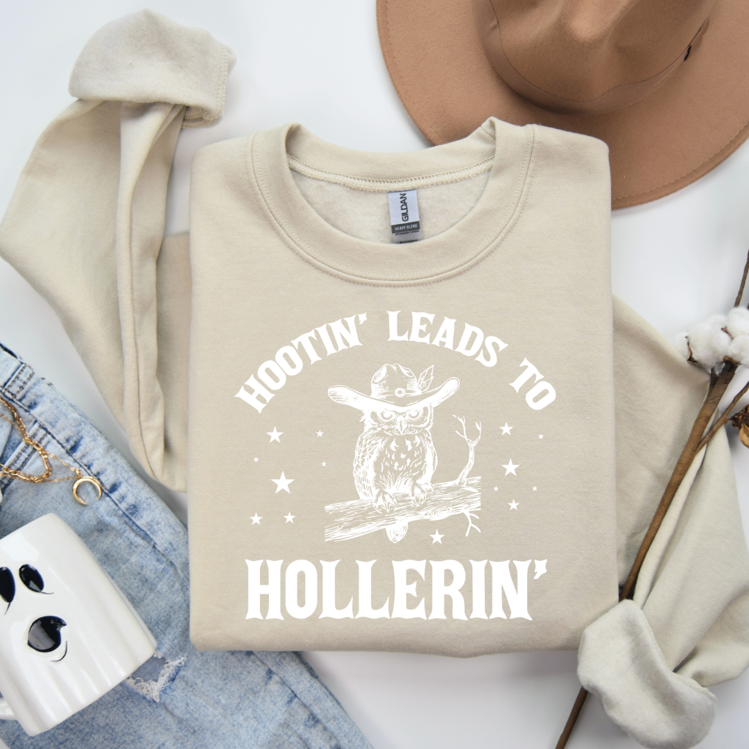 Crew Neck Sweatshirt-hootin'-MEDIUM SHIRT IS SAGE GREEN