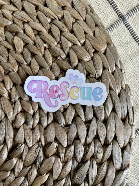 Sticker-RESCUE-all proceeds donated to animal rescue