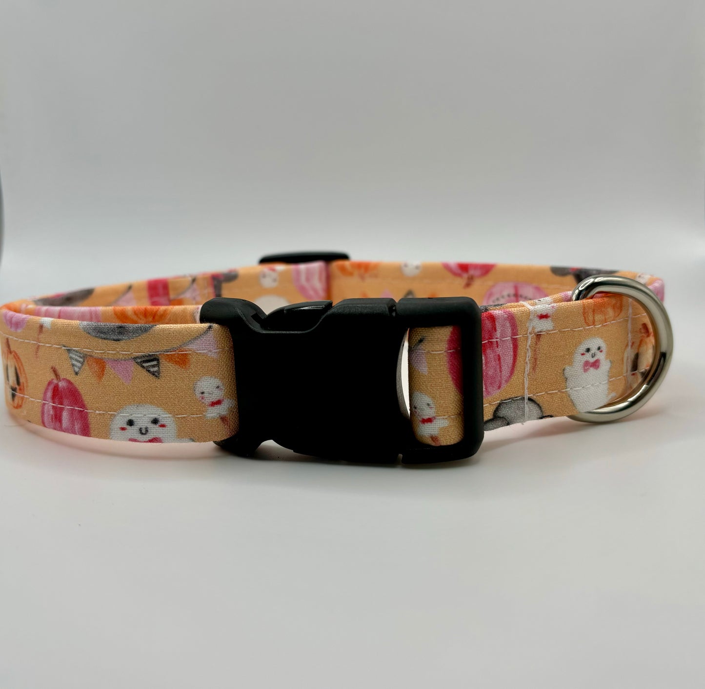 Handmade Dog Collar-orange spooky