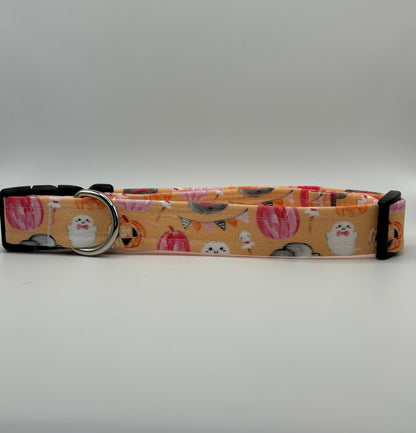 Handmade Dog Collar-orange spooky