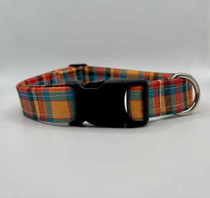 Handmade Dog Collar-fall plaid