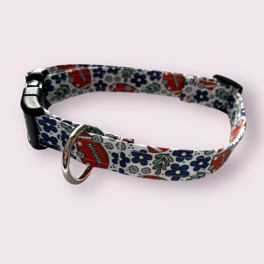 Handmade Dog Collar-Football & Flowers