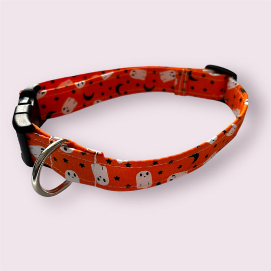 Handmade Dog Collar-Orange Ghost