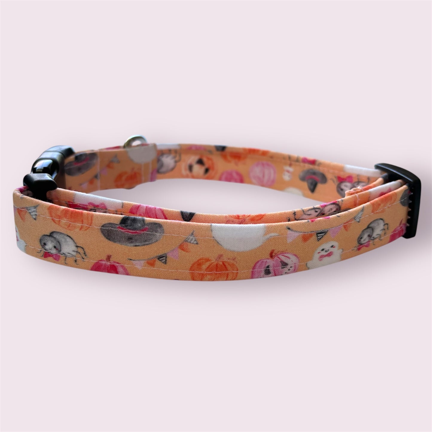 Handmade Dog Collar-orange spooky