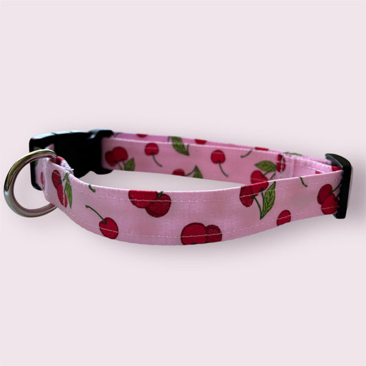 Handmade Dog Collar- cherries