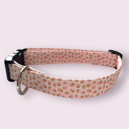 Handmade Dog Collar-Strawberry ditzy